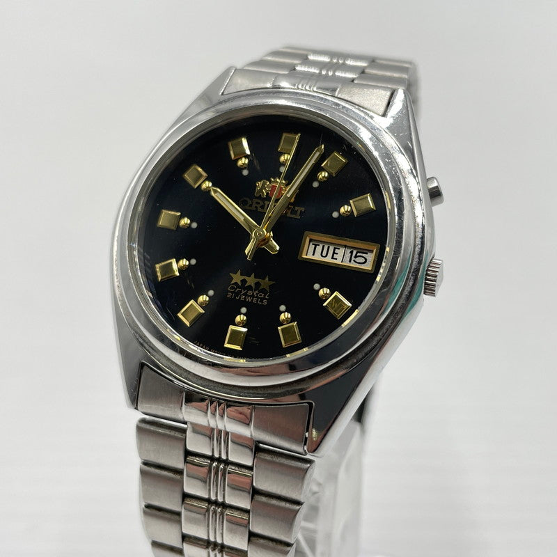 【中古品】【メンズ】 ORIENT オリエント EM6Q-CO-A スリースター ウォッチ 腕時計 自動巻き オートマチック メタルバンド 197-260826-ko-02-teih カラー：シルバー/ブラック 万代Net店