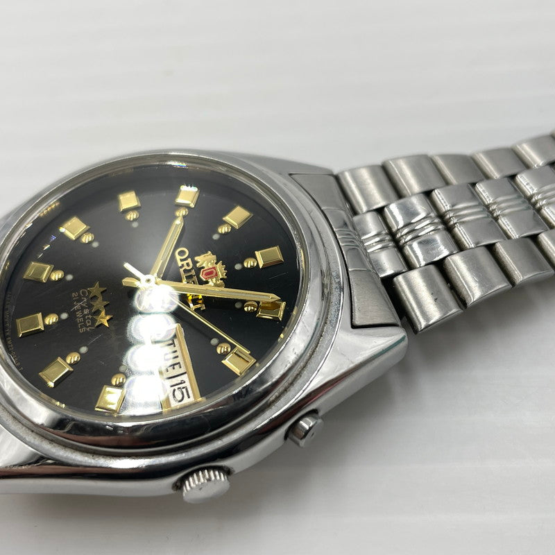 【中古品】【メンズ】 ORIENT オリエント EM6Q-CO-A スリースター ウォッチ 腕時計 自動巻き オートマチック メタルバンド 197-260826-ko-02-teih カラー：シルバー/ブラック 万代Net店