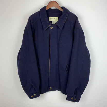 【中古品】【メンズ】 Eddie Bauer エディー・バウアー 90's MELTON WOOL JACKET 90年代 メルトン ウール ジャケット ライトアウター USA製 144-251227-yy-03-tei サイズ：XL カラー：ネイビー 万代Net店