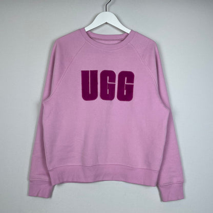 【現状渡し品】【レディース】 UGG アグ MADELINE FUZZY LOGO CREWNECK 1123718 マデリン ファジーロゴ クルーネック トップス トレーナー 168-260107-ks-06-tei サイズ：S カラー：ピンク 万代Net店