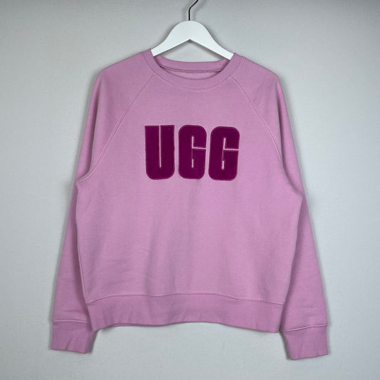 【現状渡し品】【レディース】 UGG アグ MADELINE FUZZY LOGO CREWNECK 1123718 マデリン ファジーロゴ クルーネック トップス トレーナー 168-260107-ks-06-tei サイズ：S カラー：ピンク 万代Net店