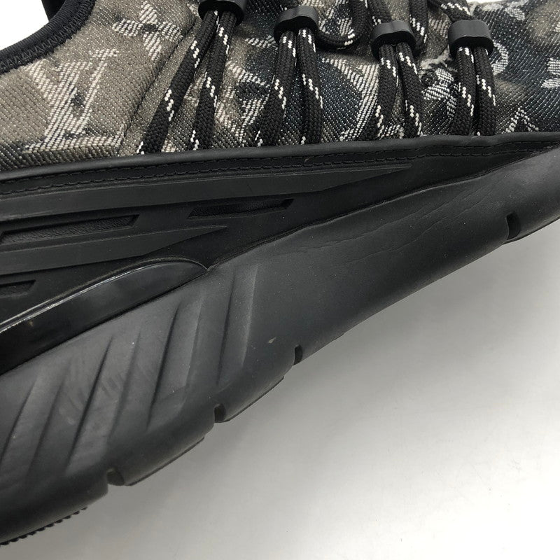 【中古品】【メンズ】 LOUIS VUITTON ルイ・ヴィトン 1A5B8Y モノグラム・デニム ファストレーン・ライン スニーカー 靴 ヴァージル・アブロー 179-260107-ko-10-tei サイズ：7 1/2 カラー：ブラック 万代Net店