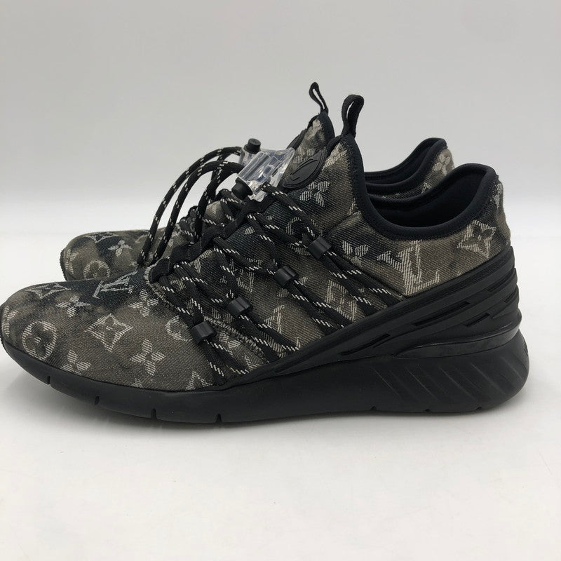 【中古品】【メンズ】 LOUIS VUITTON ルイ・ヴィトン 1A5B8Y モノグラム・デニム ファストレーン・ライン スニーカー 靴 ヴァージル・アブロー 179-260107-ko-10-tei サイズ：7 1/2 カラー：ブラック 万代Net店