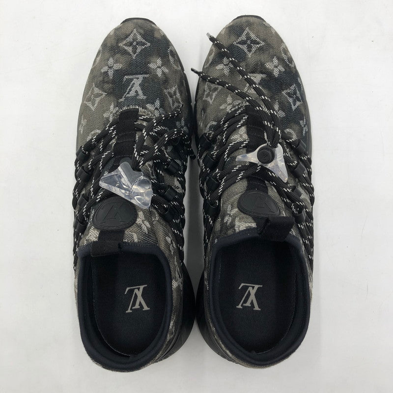 【中古品】【メンズ】 LOUIS VUITTON ルイ・ヴィトン 1A5B8Y モノグラム・デニム ファストレーン・ライン スニーカー 靴 ヴァージル・アブロー 179-260107-ko-10-tei サイズ：7 1/2 カラー：ブラック 万代Net店