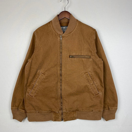 【中古品】【メンズ】 HYSTERIC GLAMOUR ヒステリックグラマー HG LOGO RIB BLOUSON 02251AB08 ロゴ リブ ブルゾン ライトアウター 140-260108-ks-04-fuz サイズ：S カラー：ブラウン 万代Net店