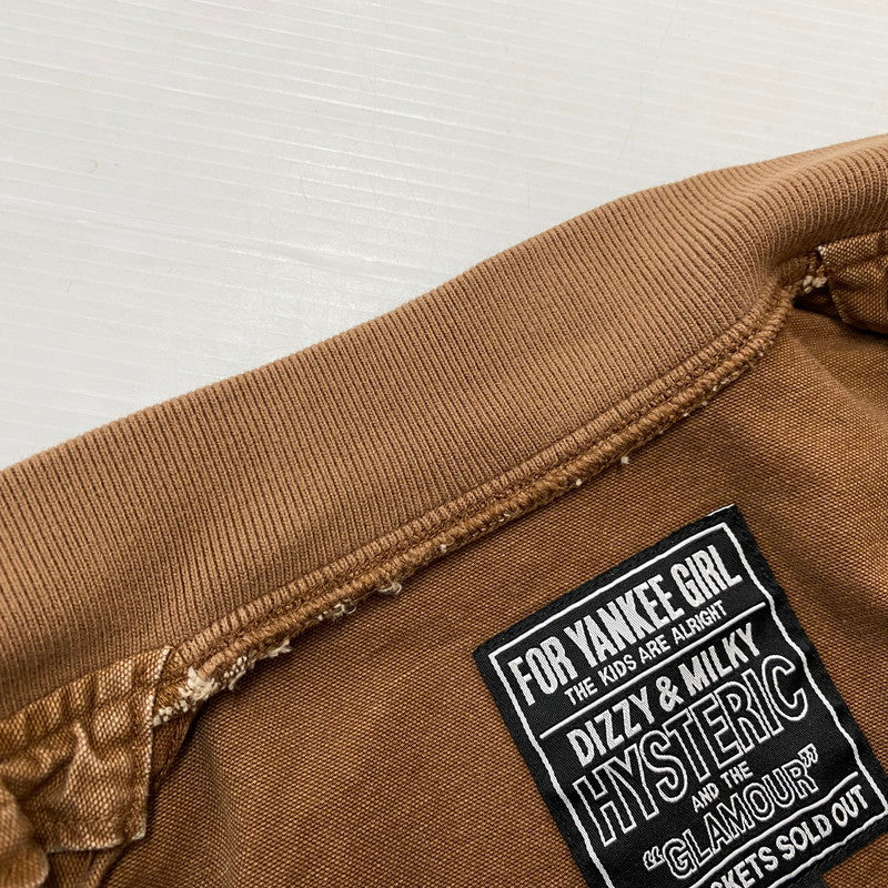 【中古品】【メンズ】 HYSTERIC GLAMOUR ヒステリックグラマー HG LOGO RIB BLOUSON 02251AB08 ロゴ リブ ブルゾン ライトアウター 140-260108-ks-04-fuz サイズ：S カラー：ブラウン 万代Net店