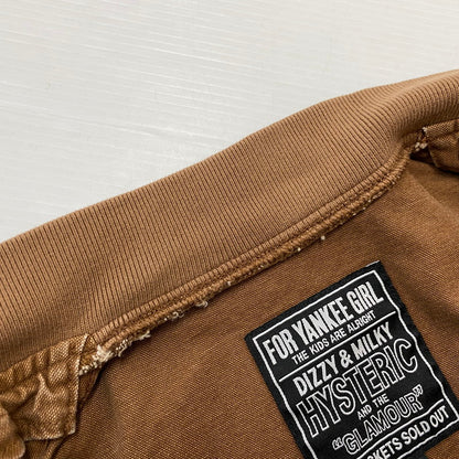 【中古品】【メンズ】 HYSTERIC GLAMOUR ヒステリックグラマー HG LOGO RIB BLOUSON 02251AB08 ロゴ リブ ブルゾン ライトアウター 140-260108-ks-04-fuz サイズ：S カラー：ブラウン 万代Net店