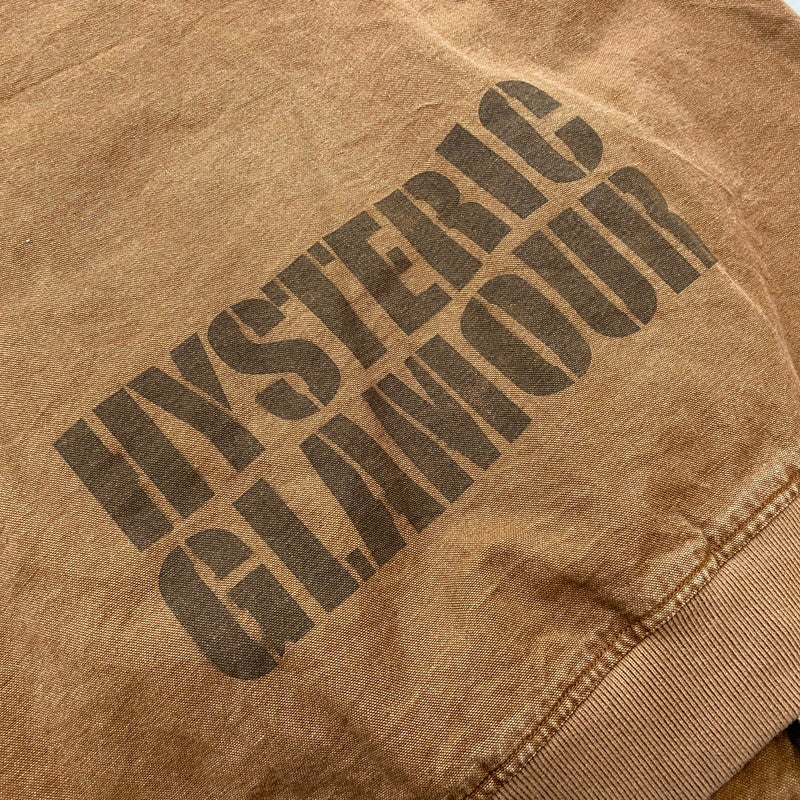 【中古品】【メンズ】 HYSTERIC GLAMOUR ヒステリックグラマー HG LOGO RIB BLOUSON 02251AB08 ロゴ リブ ブルゾン ライトアウター 140-260108-ks-04-fuz サイズ：S カラー：ブラウン 万代Net店