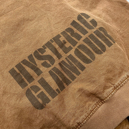 【中古品】【メンズ】 HYSTERIC GLAMOUR ヒステリックグラマー HG LOGO RIB BLOUSON 02251AB08 ロゴ リブ ブルゾン ライトアウター 140-260108-ks-04-fuz サイズ：S カラー：ブラウン 万代Net店