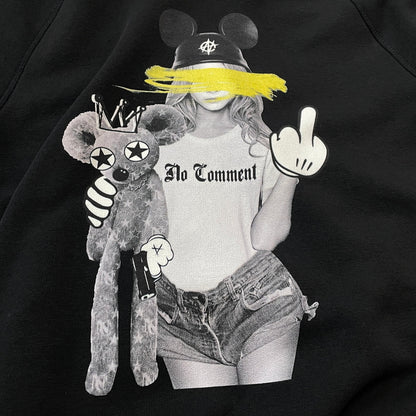 【中古品】【メンズ】 NO COMMENT ノーコメント PRINT LOGO HOODIE プリント ロゴ フーディ 長袖 トップス プルーオーバー パーカー 141-260830-sa-14-tei サイズ：M カラー：ブラック 万代Net店