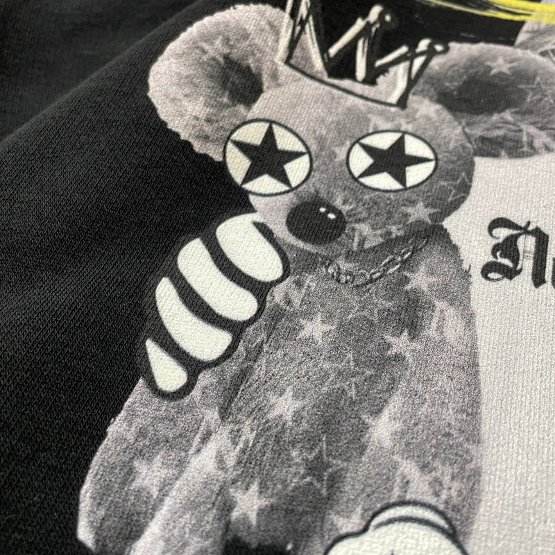 【中古品】【メンズ】 NO COMMENT ノーコメント PRINT LOGO HOODIE プリント ロゴ フーディ 長袖 トップス プルーオーバー パーカー 141-260830-sa-14-tei サイズ：M カラー：ブラック 万代Net店