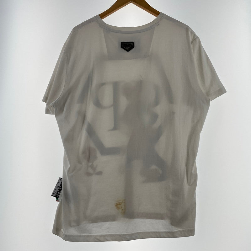 【現状渡し品】【メンズ】 PHILIPP PLEIN × LOONEY TUNES フィリッププレイン × ルーニー テューンズ 別注コラボ CHARACTER LOGO S/S TEE キャラクター ロゴ ショート スリーブ Ｔシャツ 半袖 トップス 147-260617-sa-06-tei サイズ：2XL カラー：ホワイト 万代Net店