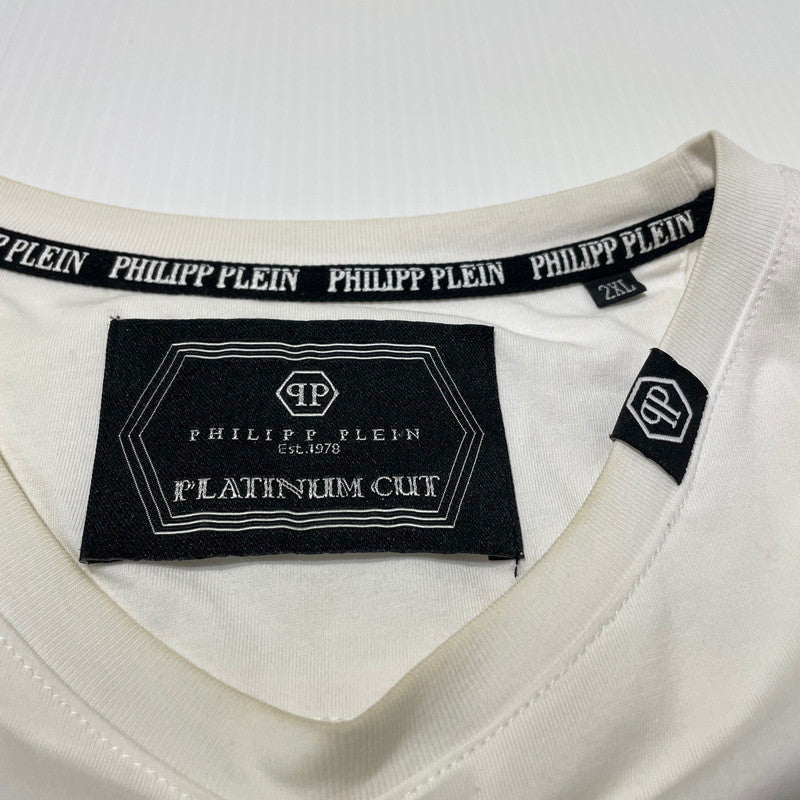 【現状渡し品】【メンズ】 PHILIPP PLEIN × LOONEY TUNES フィリッププレイン × ルーニー テューンズ 別注コラボ CHARACTER LOGO S/S TEE キャラクター ロゴ ショート スリーブ Ｔシャツ 半袖 トップス 147-260617-sa-06-tei サイズ：2XL カラー：ホワイト 万代Net店