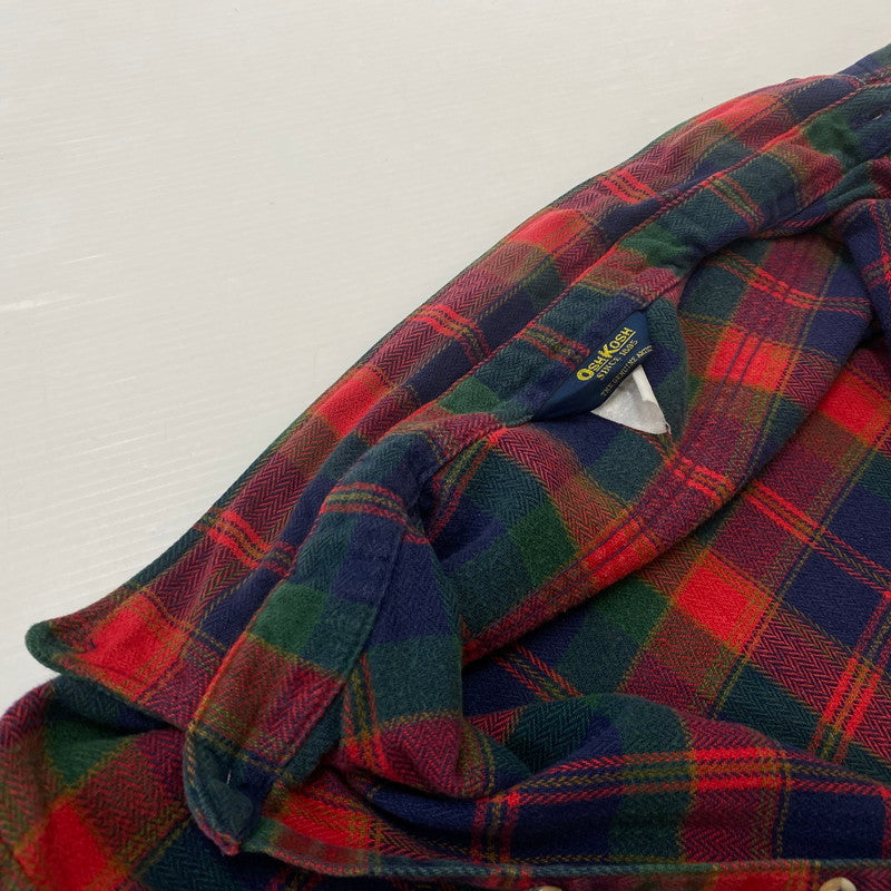 【現状渡し品】【メンズ】 OSH KOSH オシュコシュ 80's FLANNEL CHECK SHIRT 80年代 フランネルチェックシャツ トップス ネルシャツ 145-260702-ss-05-tei サイズ：不明 カラー：レッド 万代Net店