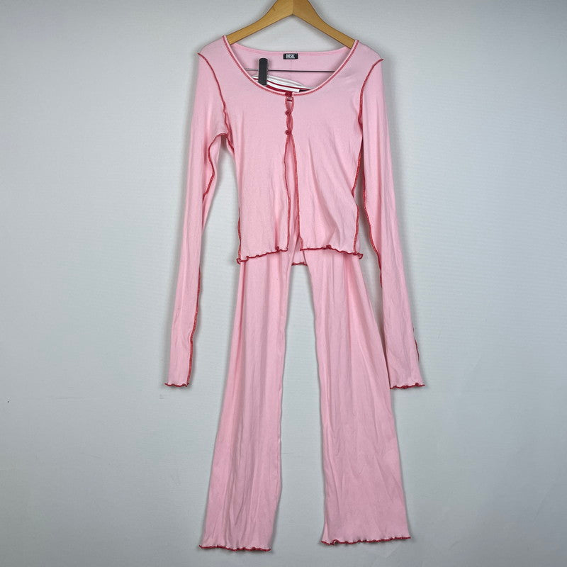 【中古品】【レディース】 DIESEL ディーゼル SET UP ROOM WEAR A09655 セットアップ ルームウェア カーディガン 168-260114-ks-30-tei サイズ：M カラー：ピンク 万代Net店