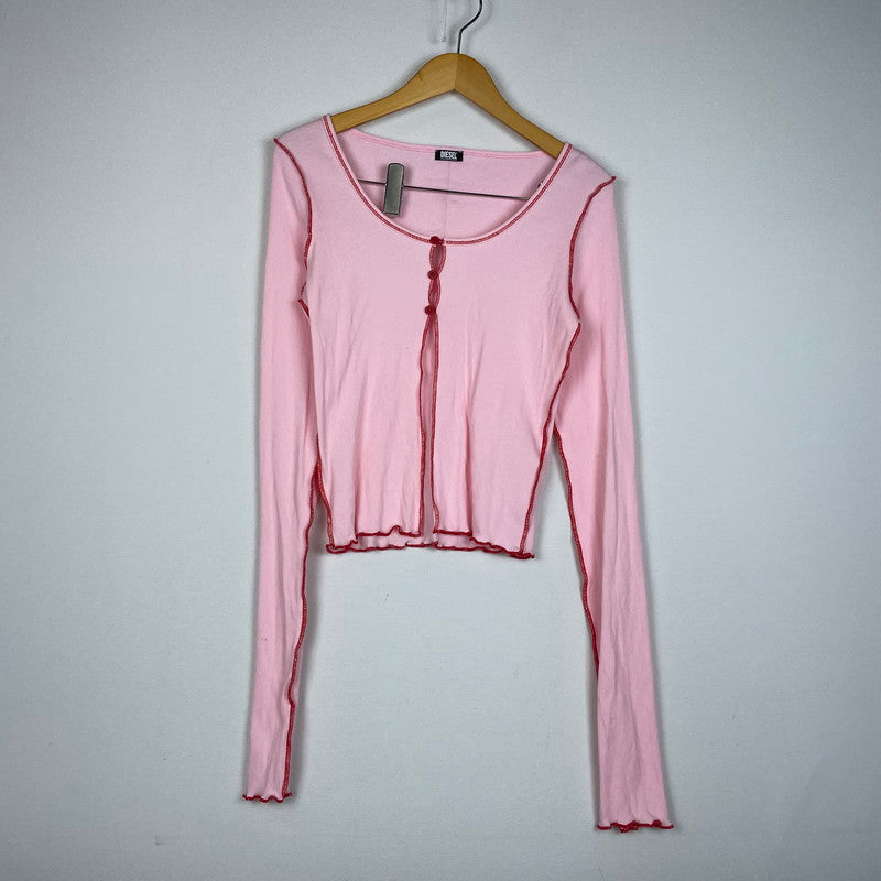 【中古品】【レディース】 DIESEL ディーゼル SET UP ROOM WEAR A09655 セットアップ ルームウェア カーディガン 168-260114-ks-30-tei サイズ：M カラー：ピンク 万代Net店