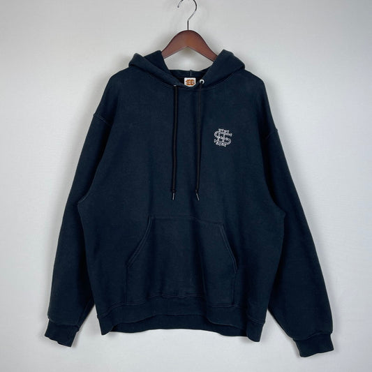【中古品】【メンズ】 SEE SEE シーシー × FRUITS OF THE LOOM フルーツオブザルーム 別注 コラボ L/S LOGO FOODIE ロングスリーブ ロゴ フーディ トップス プルオーバーパーカー 140-260114-ks-17-fuzh サイズ：L カラー：ブラック 万代Net店