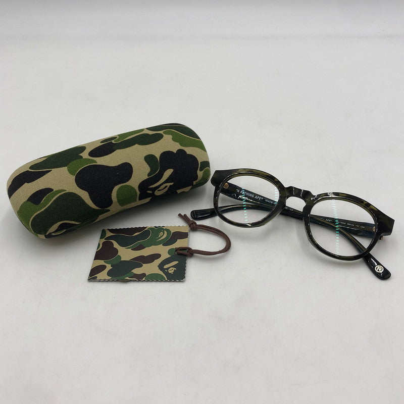 【中古品】【メンズ】 A BATHING APE アベイシングエイプ OPTICAL FLAME BA13002 オプティカル フレーム メガネ アイウェア アクセサリー 度入り 203-260117-yy-13-tei サイズ：46□24 147 カラー：グリーン 万代Net店