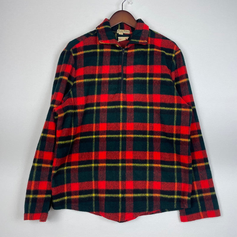 【現状渡し品】【メンズ】 SAKS FIFTH AVENUE サックス フィフス アベニュー 50's CHECKED L/S HALF-ZIP JACKET VINTAGE 50年代 チェック ロングスリーブ ハーフジップ ジャケット ライトアウター プルオーバー 145-260113-yy-25-tei サイズ：M カラー：レッド 万代Net店