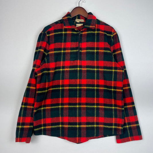 【現状渡し品】【メンズ】 SAKS FIFTH AVENUE サックス フィフス アベニュー 50's CHECKED L/S HALF-ZIP JACKET VINTAGE 50年代 チェック ロングスリーブ ハーフジップ ジャケット ライトアウター プルオーバー 145-260113-yy-25-tei サイズ：M カラー：レッド 万代Net店