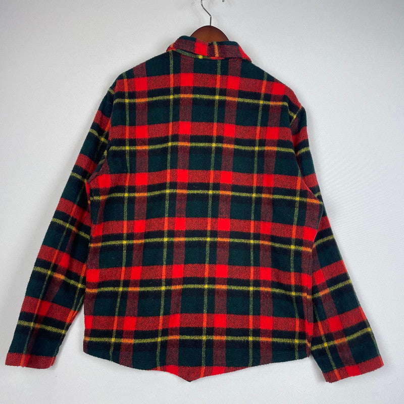 【現状渡し品】【メンズ】 SAKS FIFTH AVENUE サックス フィフス アベニュー 50's CHECKED L/S HALF-ZIP JACKET VINTAGE 50年代 チェック ロングスリーブ ハーフジップ ジャケット ライトアウター プルオーバー 145-260113-yy-25-tei サイズ：M カラー：レッド 万代Net店