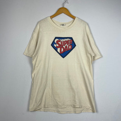 【中古品】【メンズ】 HANES ヘインズ 70's SUPER DAD PRINT S/S TEE VINTAGE 70年代 スーパーダッド プリント ショートスリーブ Tシャツ 半袖 トップス ヴィンテージ 145-260113-yy-22-fuzh サイズ：XL カラー：アイボリー 万代Net店