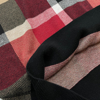 【中古品】【メンズ】 BLACK LABEL CRESTBRIDGE ブラックレーベル・クレストブリッジ CHECK KNIT 51N01-100-15L チェックニット 長袖 トップス セーター 141-260623-yo-02-tei サイズ：L カラー：ブラック/レッド 万代Net店