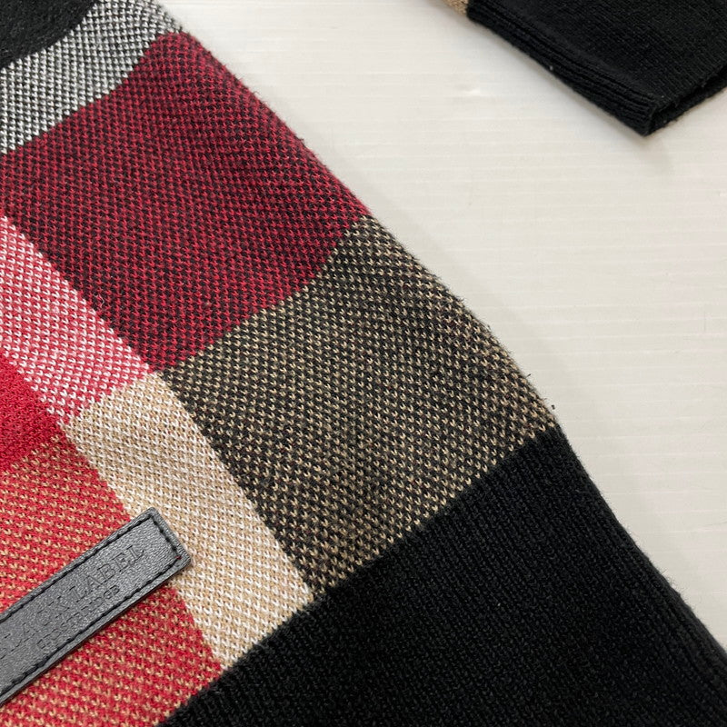 【中古品】【メンズ】 BLACK LABEL CRESTBRIDGE ブラックレーベル・クレストブリッジ CHECK KNIT 51N01-100-15L チェックニット 長袖 トップス セーター 141-260623-yo-02-tei サイズ：L カラー：ブラック/レッド 万代Net店