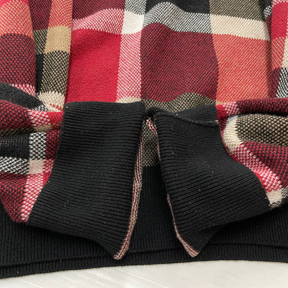 【中古品】【メンズ】 BLACK LABEL CRESTBRIDGE ブラックレーベル・クレストブリッジ CHECK KNIT 51N01-100-15L チェックニット 長袖 トップス セーター 141-260623-yo-02-tei サイズ：L カラー：ブラック/レッド 万代Net店