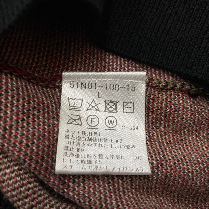 【中古品】【メンズ】 BLACK LABEL CRESTBRIDGE ブラックレーベル・クレストブリッジ CHECK KNIT 51N01-100-15L チェックニット 長袖 トップス セーター 141-260623-yo-02-tei サイズ：L カラー：ブラック/レッド 万代Net店