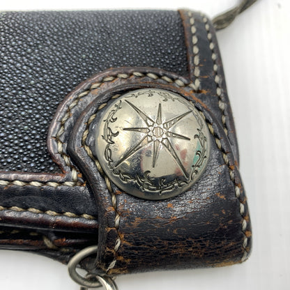 【現状渡し品】【メンズ】 BIG HAND ビッグハンド STINGRAY WALLET スティングレイ 長財布 バイカーズウォレット ウォレットチェーン レザー 200-260712-ko-02-tei カラー：ブラウン系 万代Net店