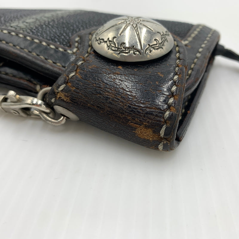 【現状渡し品】【メンズ】 BIG HAND ビッグハンド STINGRAY WALLET スティングレイ 長財布 バイカーズウォレット ウォレットチェーン レザー 200-260712-ko-02-tei カラー：ブラウン系 万代Net店