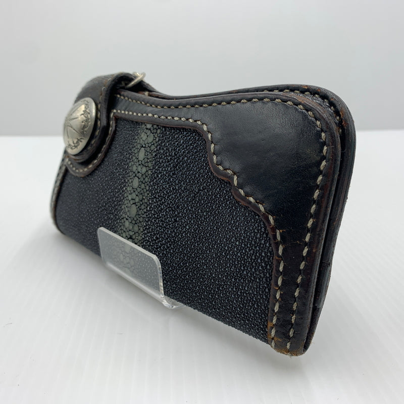 【現状渡し品】【メンズ】 BIG HAND ビッグハンド STINGRAY WALLET スティングレイ 長財布 バイカーズウォレット ウォレットチェーン レザー 200-260712-ko-02-tei カラー：ブラウン系 万代Net店