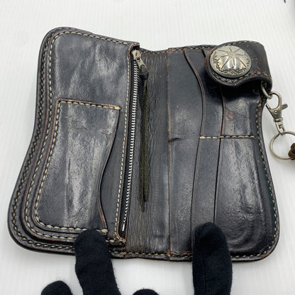 【現状渡し品】【メンズ】 BIG HAND ビッグハンド STINGRAY WALLET スティングレイ 長財布 バイカーズウォレット ウォレットチェーン レザー 200-260712-ko-02-tei カラー：ブラウン系 万代Net店