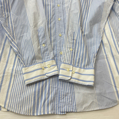 【現状渡し品】【メンズ】 POLO RALPH LAUREN ポロ・ラルフローレン 90's BUTTON-DOWN STRIPE L/S SHIRT 90年代 ボタンダウン ストライプ ロングスリーブ シャツ 長袖 トップス 147-260114-yy-14-tei サイズ：17 カラー：ホワイト×ブルー 万代Net店
