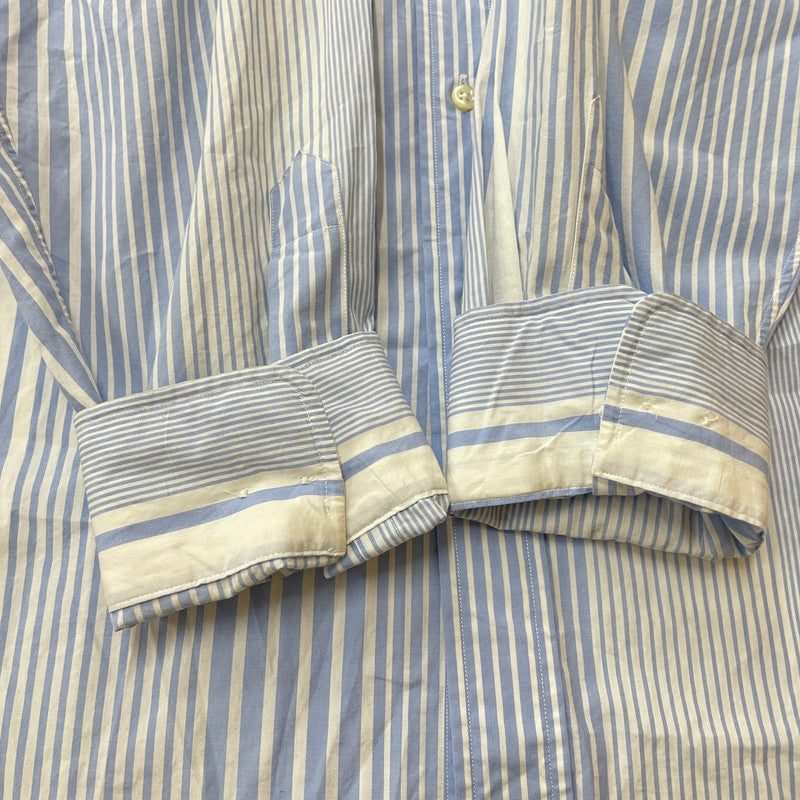 【現状渡し品】【メンズ】 POLO RALPH LAUREN ポロ・ラルフローレン 90's BUTTON-DOWN STRIPE L/S SHIRT 90年代 ボタンダウン ストライプ ロングスリーブ シャツ 長袖 トップス 147-260114-yy-14-tei サイズ：17 カラー：ホワイト×ブルー 万代Net店
