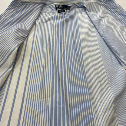 【現状渡し品】【メンズ】 POLO RALPH LAUREN ポロ・ラルフローレン 90's BUTTON-DOWN STRIPE L/S SHIRT 90年代 ボタンダウン ストライプ ロングスリーブ シャツ 長袖 トップス 147-260114-yy-14-tei サイズ：17 カラー：ホワイト×ブルー 万代Net店