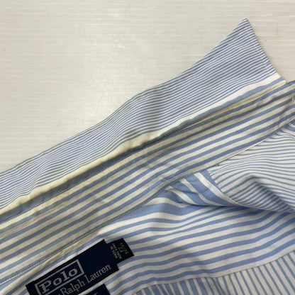 【現状渡し品】【メンズ】 POLO RALPH LAUREN ポロ・ラルフローレン 90's BUTTON-DOWN STRIPE L/S SHIRT 90年代 ボタンダウン ストライプ ロングスリーブ シャツ 長袖 トップス 147-260114-yy-14-tei サイズ：17 カラー：ホワイト×ブルー 万代Net店