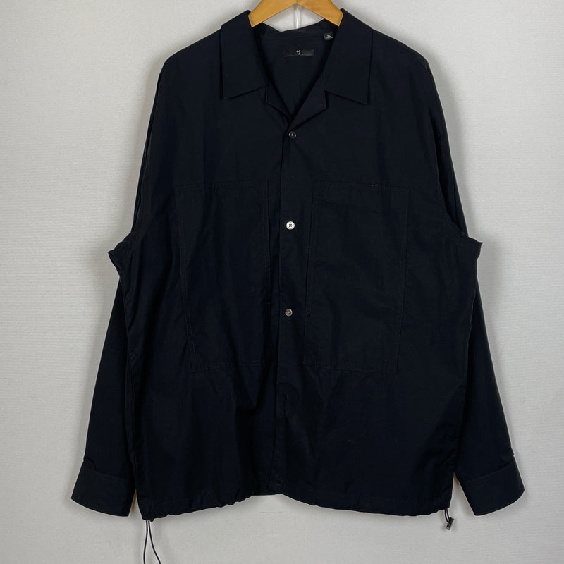 【中古品】【メンズ】 UNIQLO +J ユニクロ プラスジェー DRAWCHORD OPENCOLLAR SHIRT ドローコード付き オープンカラー シャツ 長袖 トップス 147-260830-sa-11-tei サイズ：XL カラー：ブラック 万代Net店