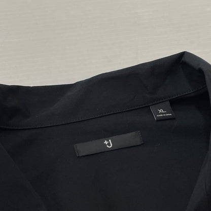 【中古品】【メンズ】 UNIQLO +J ユニクロ プラスジェー DRAWCHORD OPENCOLLAR SHIRT ドローコード付き オープンカラー シャツ 長袖 トップス 147-260830-sa-11-tei サイズ：XL カラー：ブラック 万代Net店