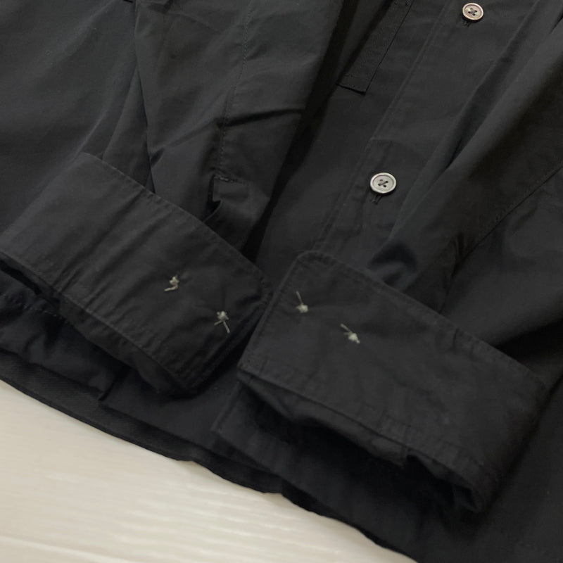 【中古品】【メンズ】 UNIQLO +J ユニクロ プラスジェー DRAWCHORD OPENCOLLAR SHIRT ドローコード付き オープンカラー シャツ 長袖 トップス 147-260830-sa-11-tei サイズ：XL カラー：ブラック 万代Net店
