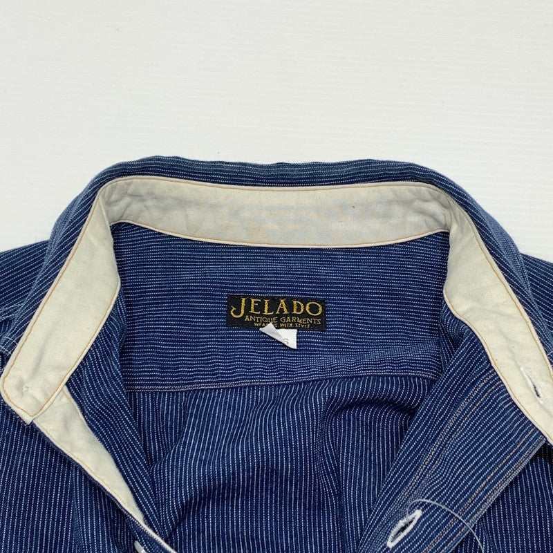 【中古品】【メンズ】 JELADO ジェラード ストライプ シャツ 140-260818-nm-60-tei サイズ：16 カラー：ネイビー 万代Net店