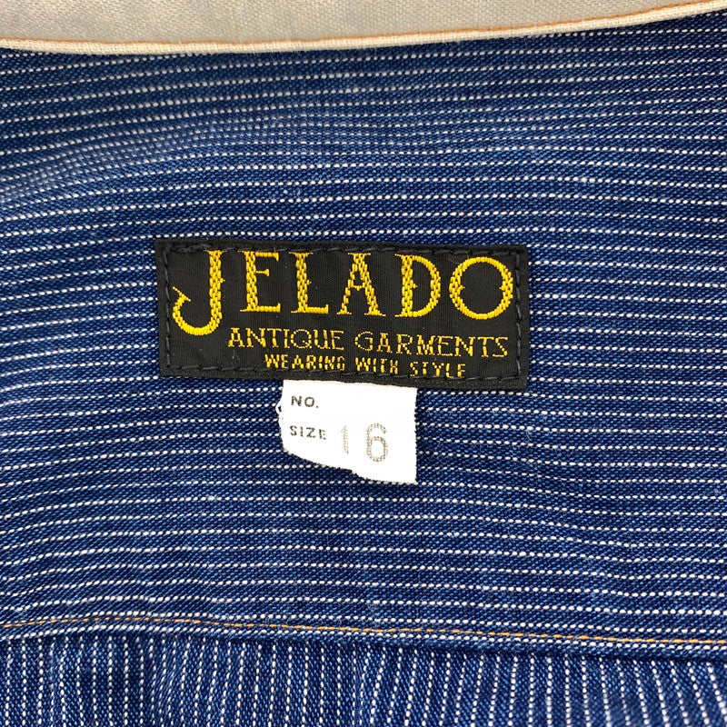 【中古品】【メンズ】 JELADO ジェラード ストライプ シャツ 140-260818-nm-60-tei サイズ：16 カラー：ネイビー 万代Net店