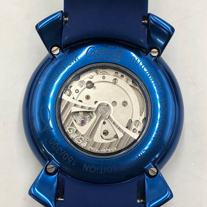 【中古品】【メンズ】 Gaga Milano ガガ・ミラノ MANUALE 48mm FIFA WORLD CUP 2014 ITALY MODEL 5070.1 マヌアーレ48mm FIFAワールドカップ2014 イタリアモデル 腕時計 自動巻き 197-260118-yy-01-tei カラー：ブルー 万代Net店