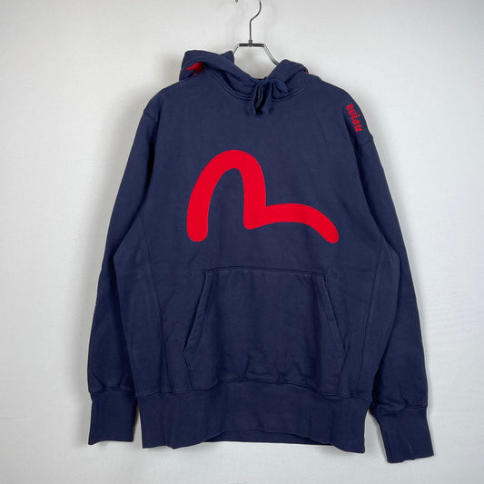 【中古品】【メンズ】 PALACE パレス × EVISU エヴィス 別注 コラボ SEAGULL HOOD P24EVCS003 シーガル フード 長袖 トップス プルオーバー パーカー 142-260115-yo-17-fuz サイズ：XL カラー：ネイビー 万代Net店