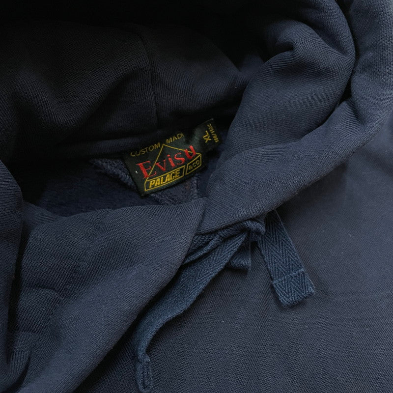 【中古品】【メンズ】 PALACE パレス × EVISU エヴィス 別注 コラボ SEAGULL HOOD P24EVCS003 シーガル フード 長袖 トップス プルオーバー パーカー 142-260115-yo-17-fuz サイズ：XL カラー：ネイビー 万代Net店