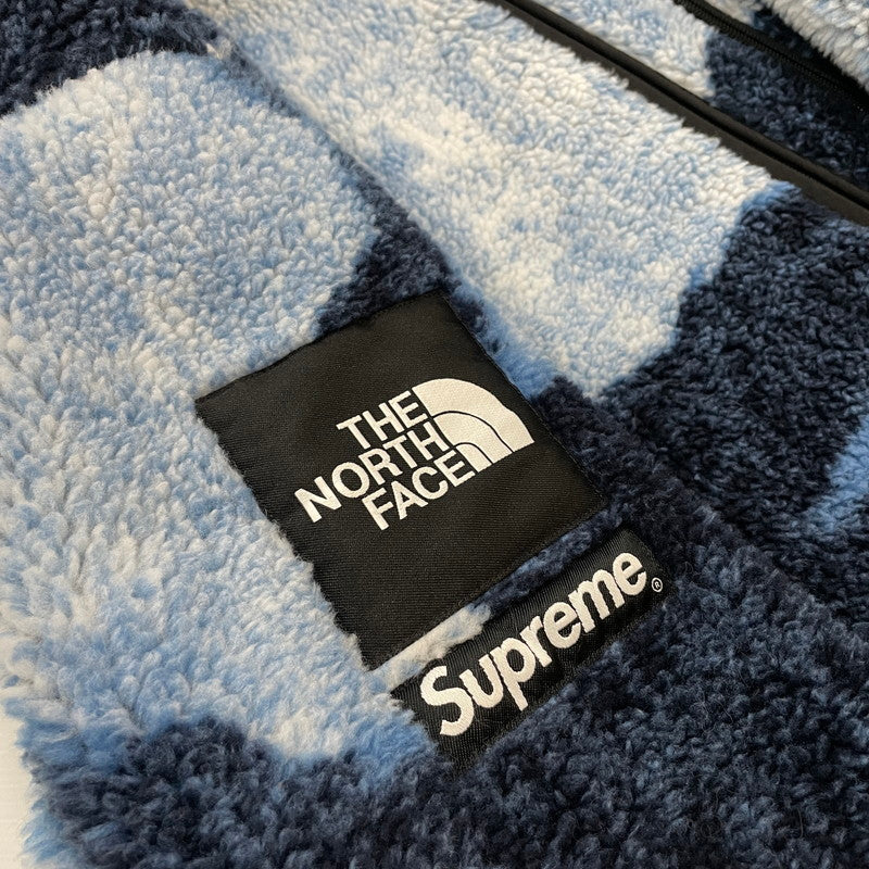【中古品】【メンズ】 Supreme シュプリーム × THE NORTH FACE ザ・ノースフェイス 別注 コラボ 21AW BLEACHED DENIM PRINT FLEECE JACKET ""INDIGO"" NA52100I ブリーチド デニム プリント フリース ジャケット ライトアウター 149-260119-yo-16-fuz サイズ：XL カラー：インディゴ 万代Net店