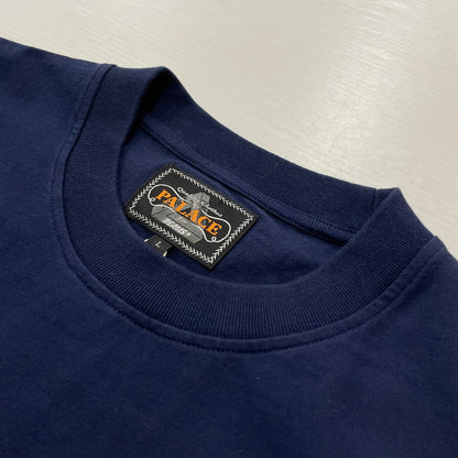 【中古品】【メンズ】 BEAMS HEART ビームスハート × PALACE パレス 別注 コラボ GRAPHIC TEE 38-08-0048-156 グラフィック Tシャツ 半袖 トップス 142-260119-yy-22-tei サイズ：L カラー：ネイビー 万代Net店