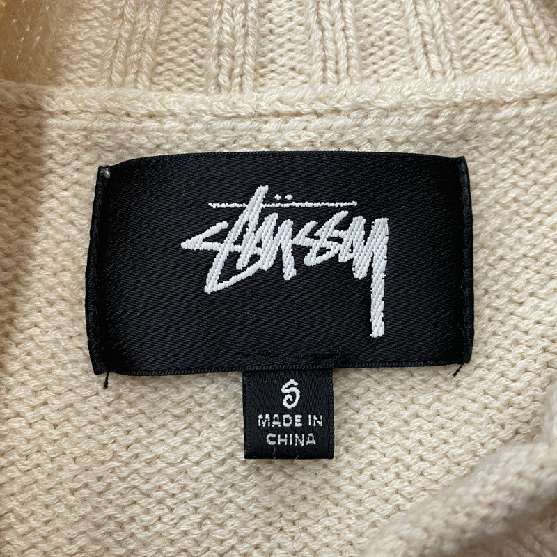 【中古品】【メンズ】 STUSSY ステューシー SURFMAN MERINO COTTON SWEATER 117276 サーフマン メリノコットン セーター 長袖 トップス 142-260123-ks-08-fuz サイズ：S カラー：アイボリー 万代Net店