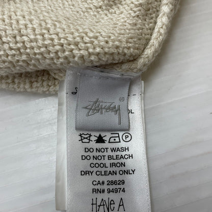【中古品】【メンズ】 STUSSY ステューシー SURFMAN MERINO COTTON SWEATER 117276 サーフマン メリノコットン セーター 長袖 トップス 142-260123-ks-08-fuz サイズ：S カラー：アイボリー 万代Net店